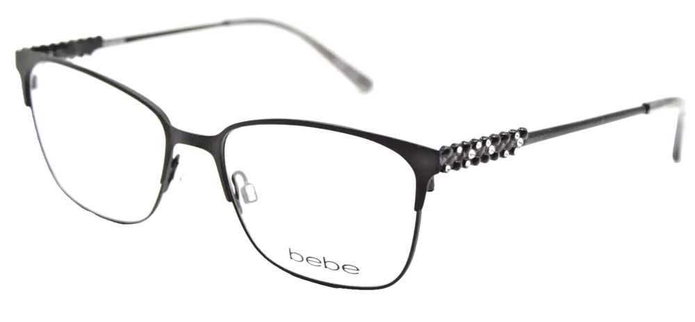BEBE BB5155 001 JET BLACK SWAROVSKI EYEGLASSES FRAME 53-16-140 AUTHENTIC